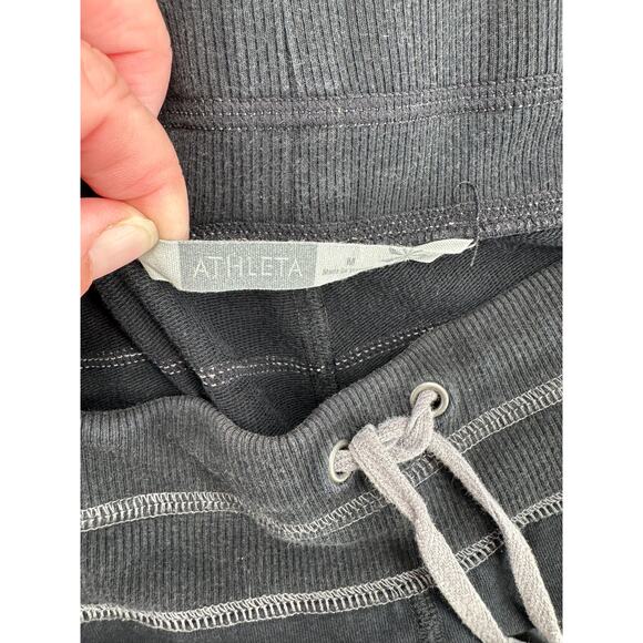 Athleta Contrast Stitch Floral Wide Leg Sweat Pants Womens Medium Black - Picture 7 of 10